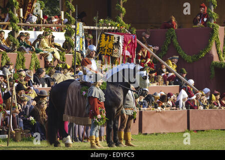 Mittelalterliche Spiele sind der Landshuter Hochzeit in Landshut, Niederbayern, Bayern, Deutschland, Europa, mittelalterliche Spiele d Stockfoto