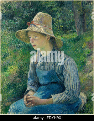 Camille Pissarro, Französisch (1830-1903), Bauernmädchen mit einem Strohhut, 1881, Öl auf Leinwand Stockfoto