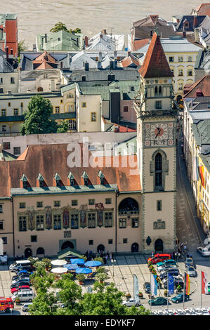 Rathaus und Turm Hall, Altstadt, Passau, untere Bayern, Bayern, Deutschland Stockfoto