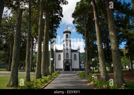 Pfarrkirche St. Nikolaus, Sete Cidades, Caldeira Das Sete Cidades, São Miguel, Azoren Portugal Stockfoto