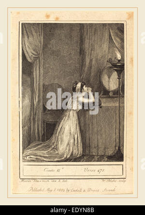 William Blake nach Mary Ann Flaxman, Brite/Britin (1757-1827), Canto II, Vers 471, 1803, Gravur Stockfoto