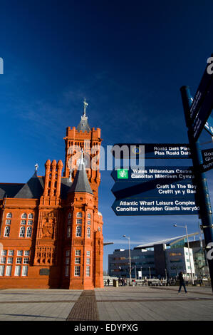 Victorian Pierhead Gebäude, Bucht von Cardiff, Wales, UK. Stockfoto