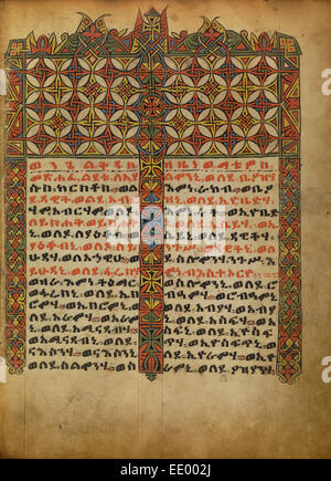 Dekorierte Incipit Seite; Unbekannt; Äthiopien, Afrika; etwa 1480-1520; Tempera auf Pergament Stockfoto