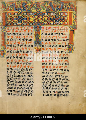 Dekorierte Incipit Seite; Unbekannt; Äthiopien, Afrika; ca. 1504-1505; Tempera auf Pergament Stockfoto