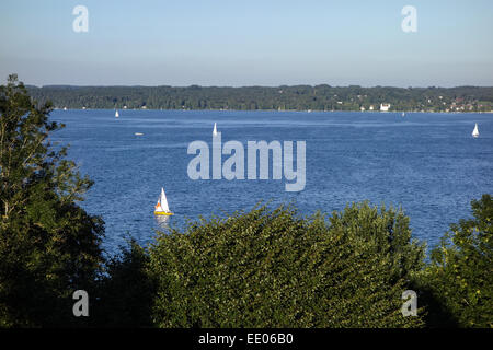 Blick Auf den Starnberger See, Bayern, Oberbayern, Deutschland, Ansicht der Starnberger See, Bayern, Upper Bavaria, Germany, Lake St Stockfoto