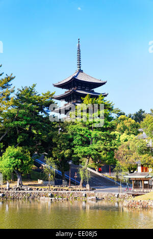 Holzturm von in-Ji-Tempel in Nara Japan ist der größte Tempel Pagode des Landes in einer Höhe von 54,8 Meter. Stockfoto