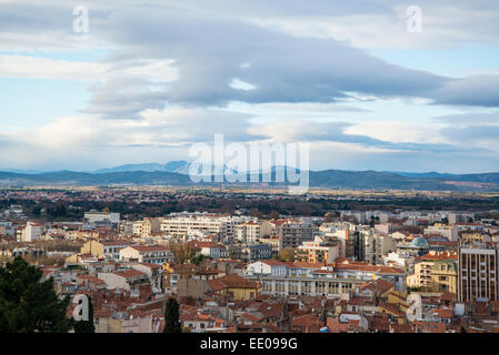 Panoramablick über die Stadt, Perpignan, Pyrenäen-Orientales, Frankreich Stockfoto