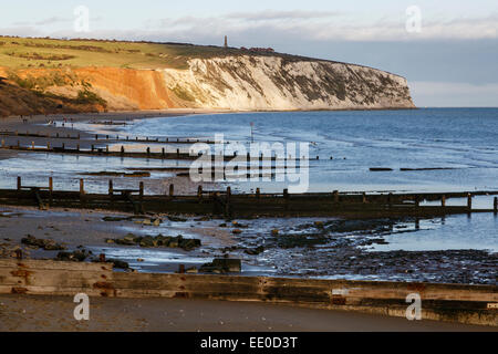 Yaverland Sicht auf Strand und Culver down, Isle Of Wight Stockfoto