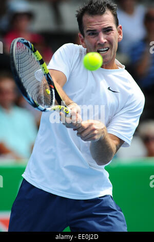 Auckland, Neuseeland. 12. Januar 2015. Adrian Mannarino aus Frankreich während seiner Einzel-Match bei der Heineken Open. ASB Tennis Centre, Auckland, Neuseeland. Montag, 12. Januar 2015. Bildnachweis: Aktion Plus Sport/Alamy Live-Nachrichten Stockfoto