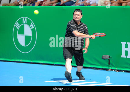 Auckland, Neuseeland. 12. Januar 2015. BMW schlagen die Pro von Returing ein dienen während an der Heineken Open. ASB Tennis Centre, Auckland, Neuseeland. Montag, 12. Januar 2015. Bildnachweis: Aktion Plus Sport/Alamy Live-Nachrichten Stockfoto