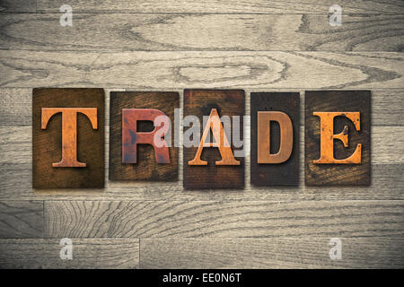 Das Wort "Handel" in hölzernen Buchdruck Art geschrieben. Stockfoto