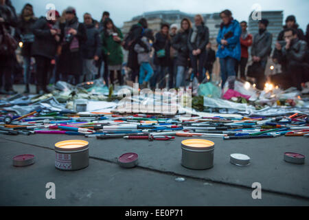 London, UK. 11. Januar 2015. Londoner zusammenstehen mit Frankreich nach Credit Terroranschlägen: Zefrog/Alamy Live News Stockfoto