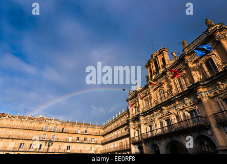 Rathaus, Plaza Mayor, Salamanca, Spanien, Europa. Stockfoto