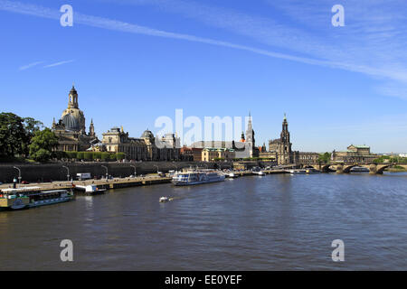 Deutschland, Sachsen, Dresden, Altstadt Mit Elbe, Elbufer Stockfoto