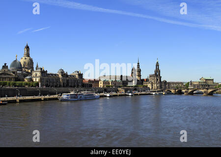 Deutschland, Sachsen, Dresden, Altstadt Mit Elbe, Elbufer Stockfoto