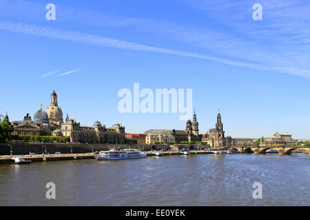 Deutschland, Sachsen, Dresden, Altstadt Mit Elbe, Elbufer Stockfoto