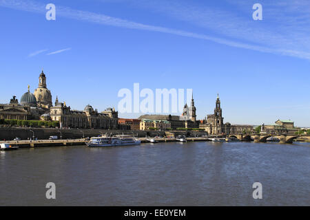 Deutschland, Sachsen, Dresden, Altstadt Mit Elbe, Elbufer Stockfoto