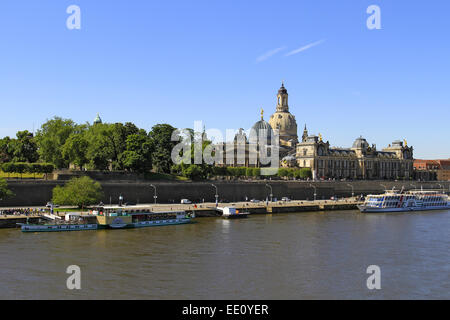 Deutschland, Sachsen, Dresden, Altstadt Mit Elbe, Elbufer Stockfoto