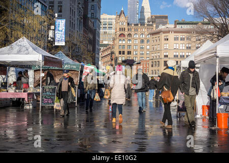 Den relativ ruhigen Winter Union Square Greenmarket in New York auf Freitag, 9. Januar 2015.   (© Richard B. Levine) Stockfoto