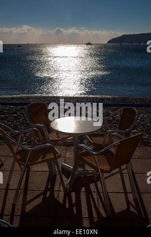 Die Strandpromenade in Cadaques, Katalonien, Spanien. Stockfoto