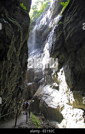 Deutschland, Oberbayern, Naturschauspiel Partnachklamm Bei Garmisch Partenkirchen, Deutschland, Oberbayern, Naturschauspiel Par Stockfoto