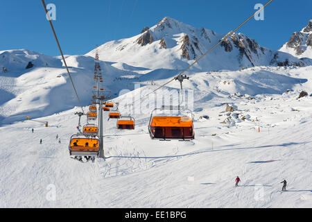 Viderjochbahn, Winter-sport-Region Silvretta Arena Ischgl-Samnaun, Schweizer Alpen, Samnaun, Tirol, Österreich Stockfoto