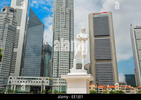 Raffles Landeplatz, Sir Thomas Stamford Raffles Statue, Singapur, Südostasien, Asien Stockfoto