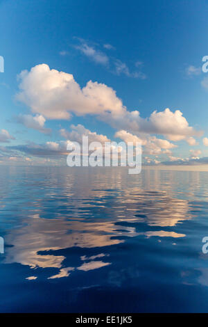 Reflektierte Wolken bei ruhiger See in der Nähe von der Insel Deserta Grande, in die Ilhas Desertas, in der Nähe von Funchal, Madeira, Portugal Stockfoto