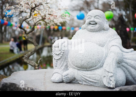 Statue, wiederaufgebaut buddhistischen Tempel, Insel Jeju, Südkorea, Asien Stockfoto
