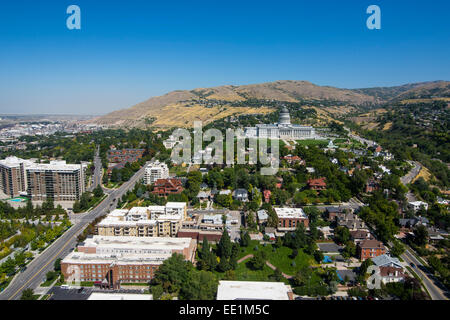 Blick über die Utah State Capitol und Salt Lake City, Utah, Vereinigte Staaten von Amerika, Nordamerika Stockfoto