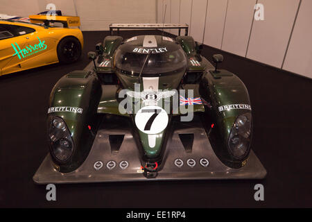 Le Mans Bentley Speed 8, zu sehen im Abschnitt "Symbole der 24 Stunden" London Classic Car Show. Stockfoto