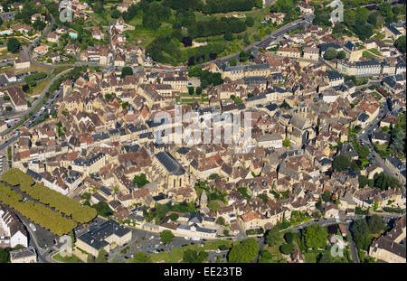 Luftaufnahme: die mittelalterlichen alten Sarlat in der Region Périgord in Südfrankreich. Stockfoto