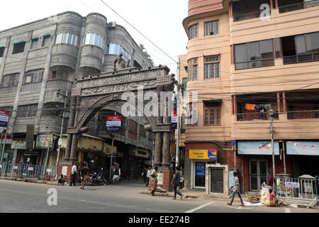 Thakurbari Haupttor, Heimat von Rabindranath Tagore in Jorasanko, Kalkutta, Westbengalen, Indien Stockfoto