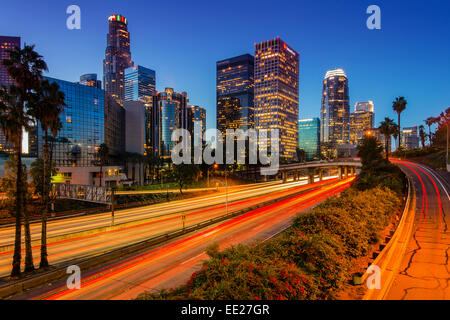 Die Skyline der Innenstadt bei Sonnenaufgang, Los Angeles, Kalifornien, USA Stockfoto