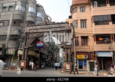 Thakurbari Haupttor, Heimat von Rabindranath Tagore in Jorasanko, Kalkutta, Westbengalen, Indien Stockfoto