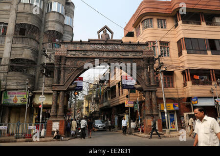 Thakurbari Haupttor, Heimat von Rabindranath Tagore in Jorasanko, Kalkutta, Westbengalen, Indien Stockfoto