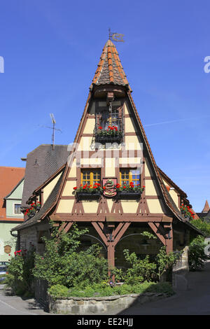 Deutschland, Bayern, Rothenburg Ob der Tauber, Fachwerk, Fachwerkhaus, Gerlachschmiede, Alte Schmiede, Altstadt, Haus, Gebaeude, Stockfoto