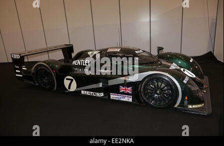 Le Mans Bentley Speed 8, zu sehen im Abschnitt "Symbole der 24 Stunden" London Classic Car Show. Stockfoto