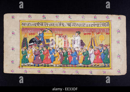 Rajasthani Miniaturmalerei aus Rajasthan, Indien.  Wahrscheinlich Ende des 19. Jahrhunderts und Anfang des 20. Jahrhunderts. Stockfoto