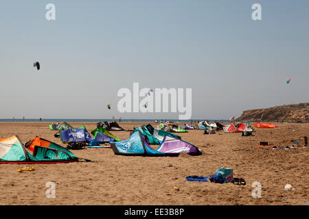 Prassonissi Strand auf der Insel Rhodos. Kite-Surfer Stockfoto