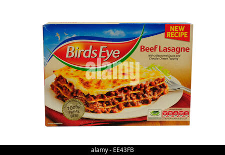 Close up Portrait of Birds Eye Beef Lasagne Stockfoto