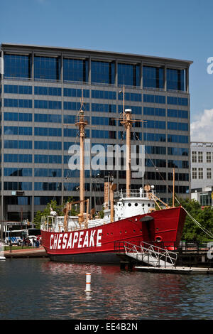 Baltimore, Maryland, Innenhafen, historische Schiffe von Baltimore, Feuerschiff Chesapeake, Stockfoto