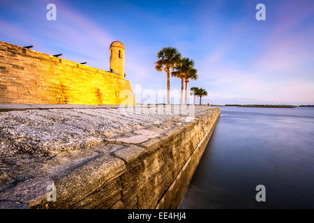 St. Augustine, Florida an das Castillo de San Marcos National Monument am Fluss Matanzas. Stockfoto