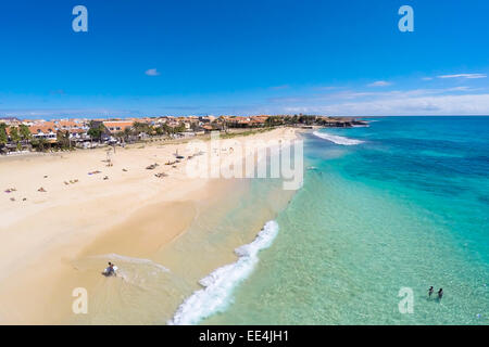 Luftaufnahme von Santa Maria Beach in Sal Kapverden - Cabo Verde Stockfoto