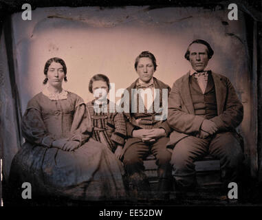 Familienporträt, Eltern mit zwei Kindern, Daguerreotypie, ca. 1850 Stockfoto