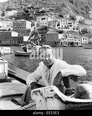 Alan Ladd, am Set des Films, "Junge auf einem Delphin", 1957 Stockfoto