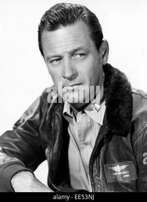 William Holden, Werbe Portrait am Set des Films "Die Brücken bei Toko-Ri", 1954 Stockfoto