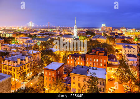 Savannah, Georgia, USA Skyline Innenstadt über die Stadt. Stockfoto