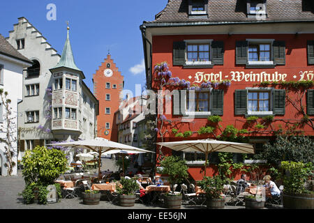 Deutschland, Bodensee, Europa, Oberschwaebische Barockstrasse, Stadt, Sehenswuerdigkeit, Tourismus, Meersburg, Marktplatz, Obert Stockfoto