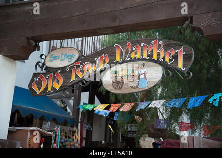 San Diego Old Town Market Zeichen, Altstadt, San Diego, Kalifornien USA Stockfoto